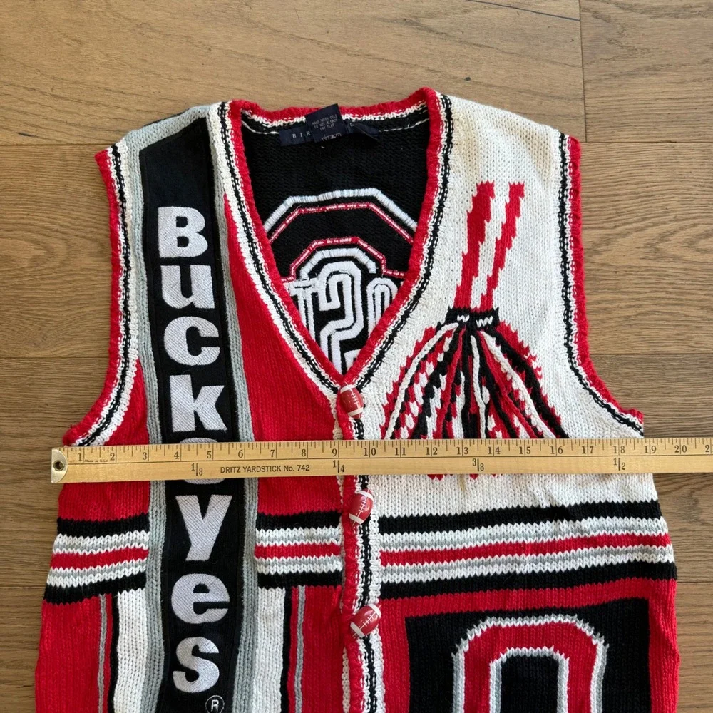 Vintage Birch Bros Ohio State Buckeyes Sweater Vest Mens‎ Large Football Buttons